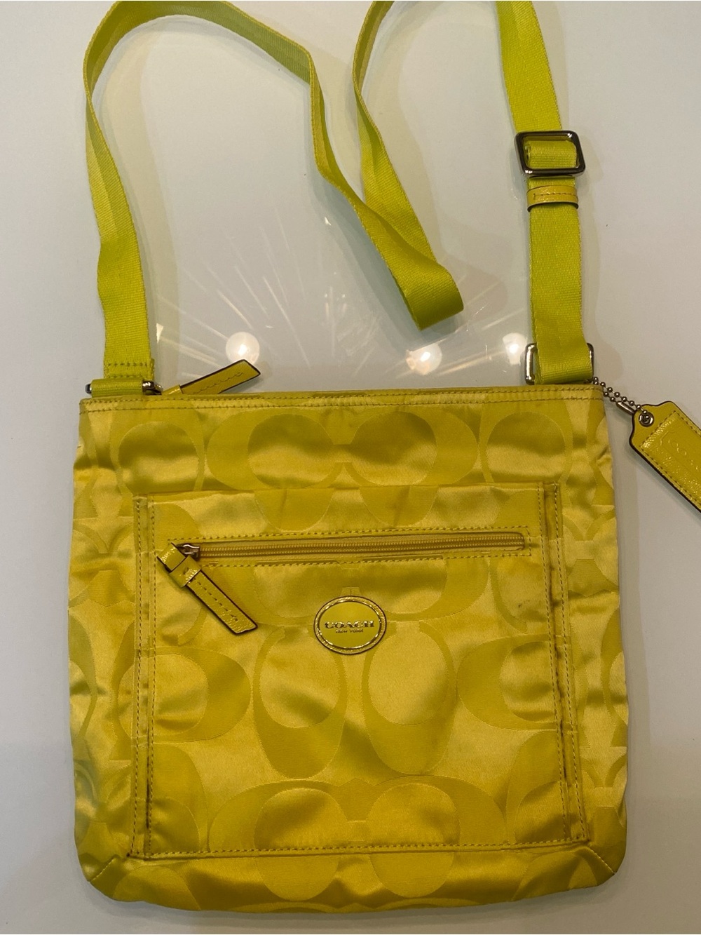Coach Signature Nylon File Crossbody Bag (Chartreuse